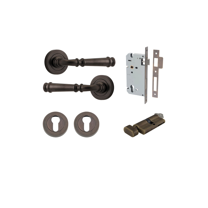 Verona Lever on Rose Signature Brass Entrance Kit - Key/Thumb Turn