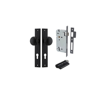 Paddington Knob Rectangular Matt Black Entrance Kit - Key/Key