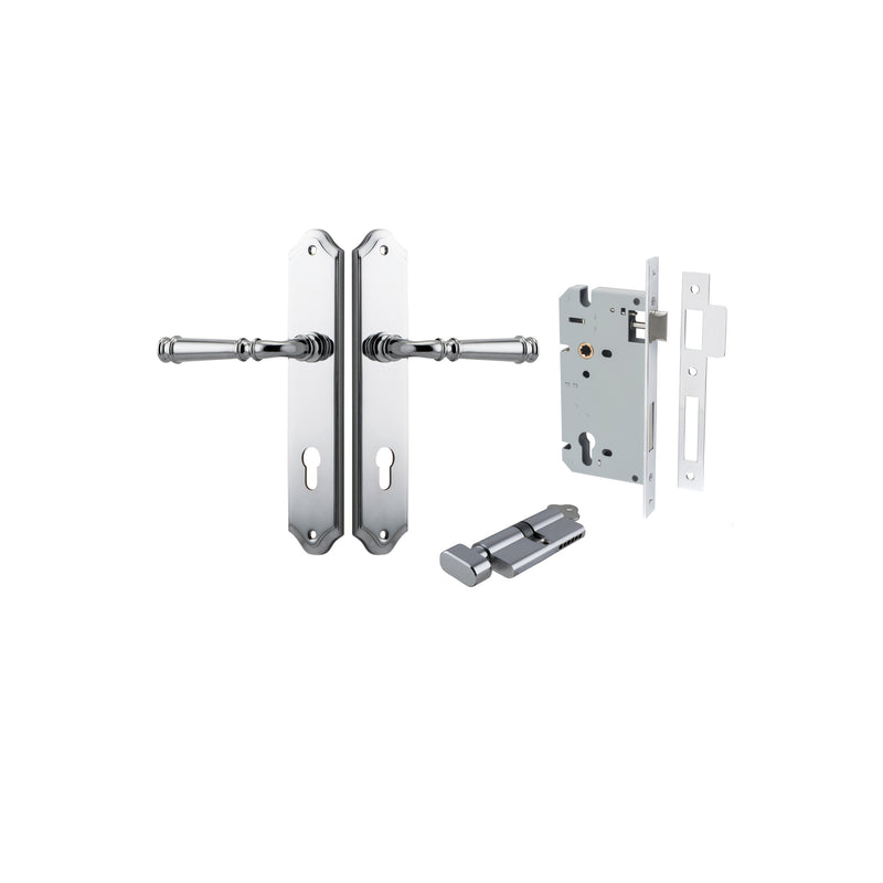 Verona Lever Shouldered Polished Chrome Entrance Kit - Key/Thumb Turn