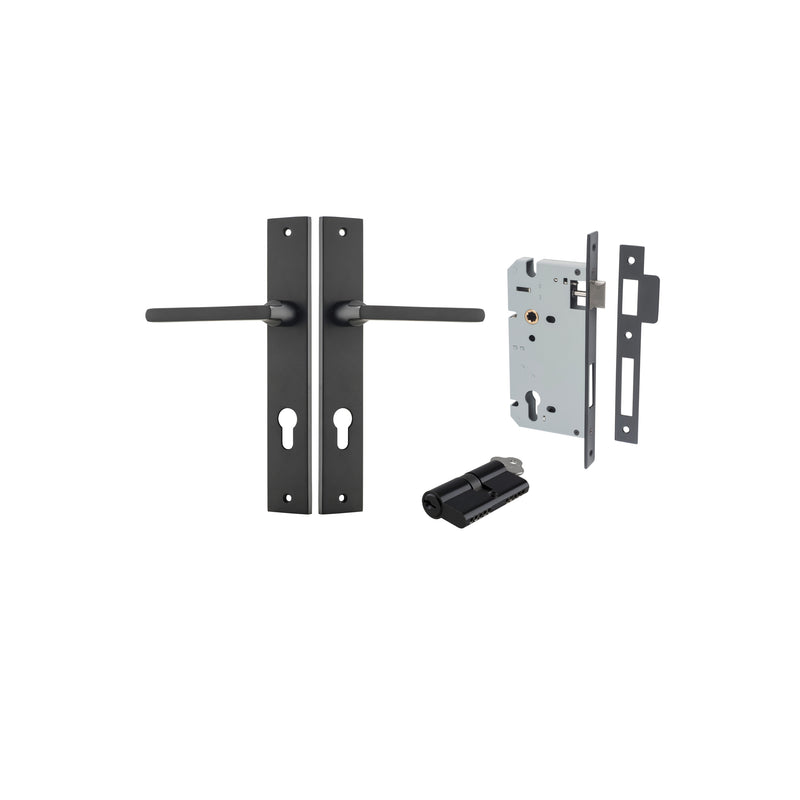 Baltimore Lever Rectangular Matt Black Entrance Kit - Key/Key