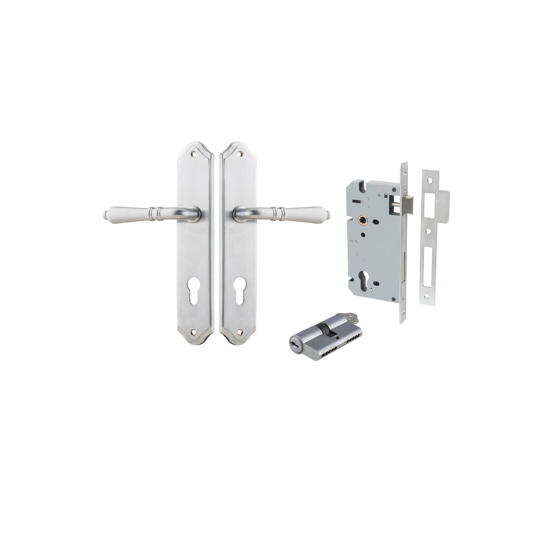 Sarlat Lever Shouldered Brushed Chrome Entrance Kit - Key/Key
