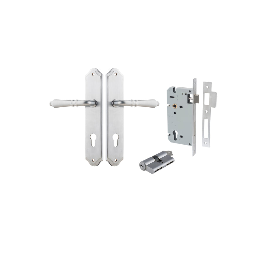 Sarlat Lever Shouldered Brushed Chrome Entrance Kit - Key/Key