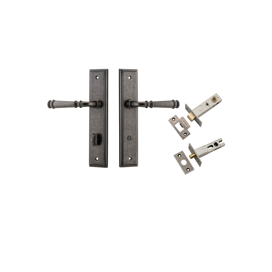 Verona Lever Stepped Distressed Nickel Privacy Kit