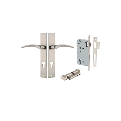 Oxford Lever Rectangular Satin Nickel Entrance Kit - Key/Thumb Turn