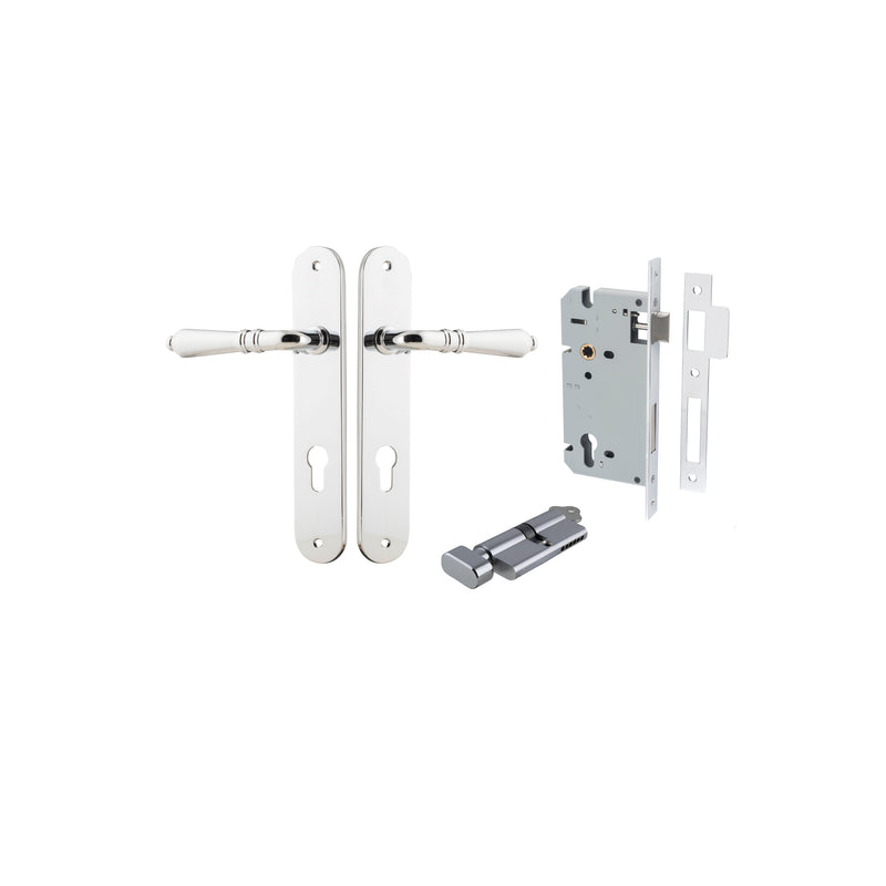 Sarlat Lever Oval Polished Chrome Entrance Kit - Key/Thumb Turn