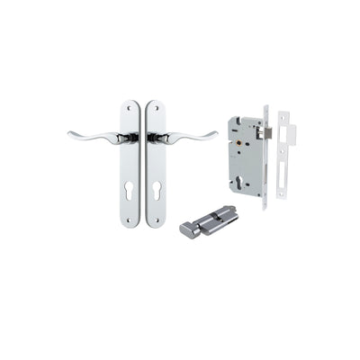 Stirling Lever Oval Polished Chrome Entrance Kit - Key/Thumb Turn