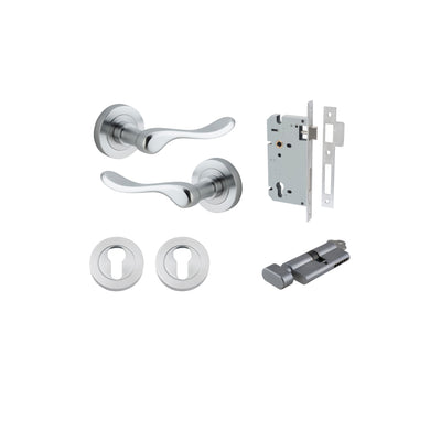 Stirling Lever on Rose Brushed Chrome Entrance Kit - Key/Thumb Turn