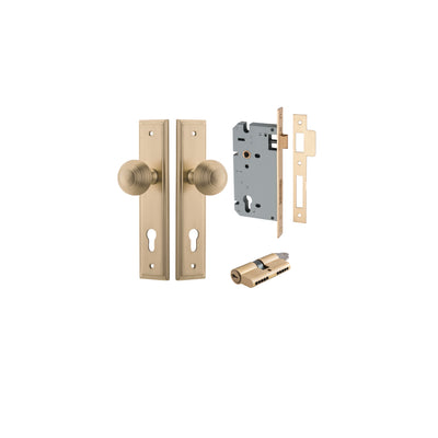 Guildford Knob Stepped Brushed Brass Entrance Kit - Key/Key