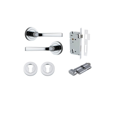 Annecy Lever on Rose Polished Chrome Entrance Kit - Key/Thumb Turn