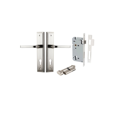 Annecy Lever Stepped Polished Nickel Entrance Kit - Key/Thumb Turn