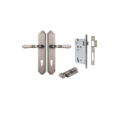 Sarlat Lever Shouldered Distressed Nickel Entrance Kit - Key/Thumb Turn