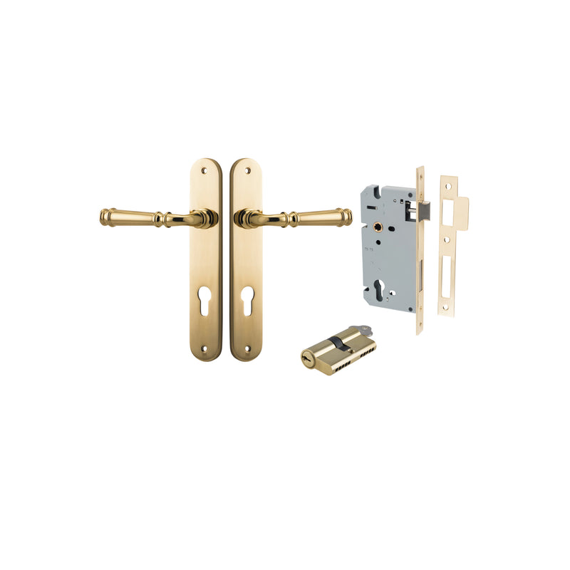 Verona Lever Oval Polished Brass Entrance Kit - Key/Key