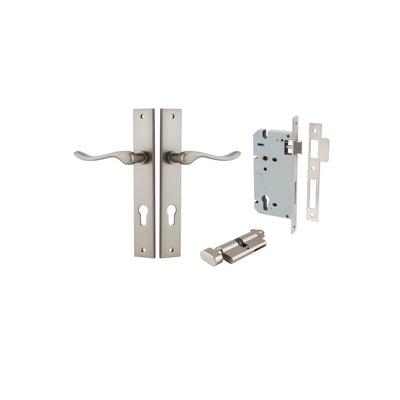 Stirling Lever Rectangular Satin Nickel Entrance Kit - Key/Thumb Turn