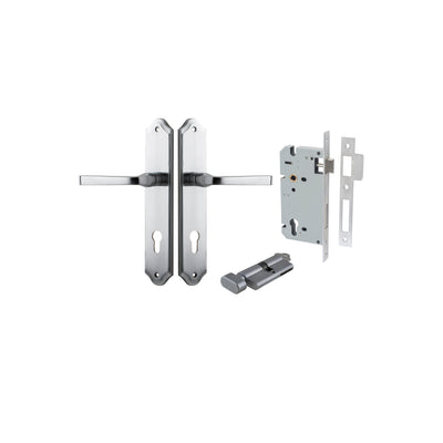 Annecy Lever Shouldered Brushed Chrome Entrance Kit - Key/Thumb Turn