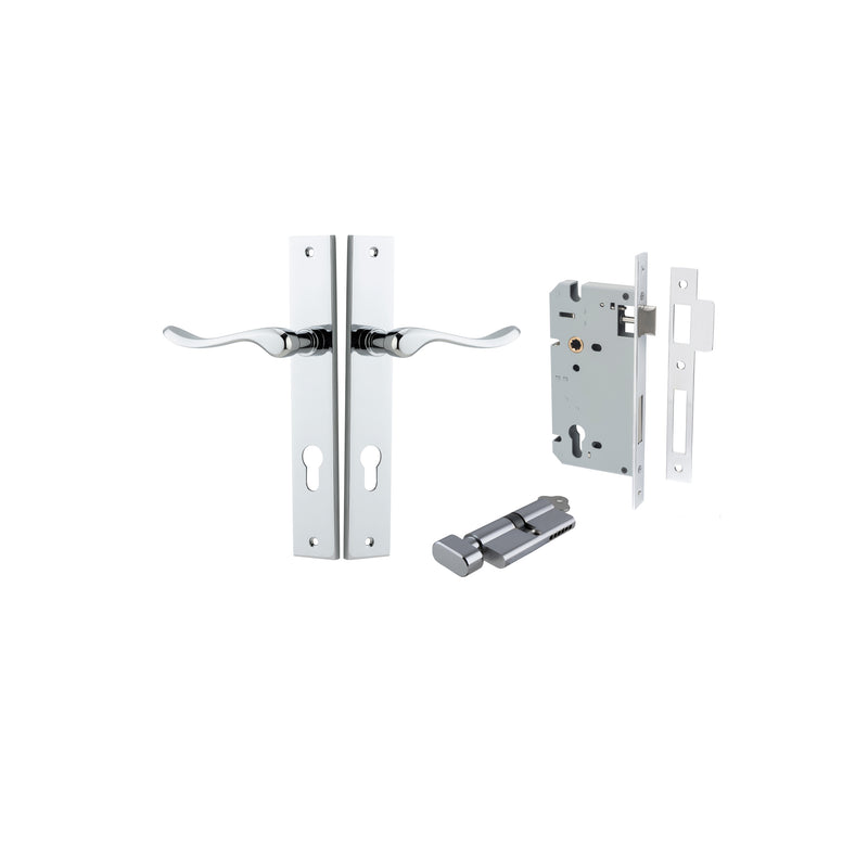 Stirling Lever Rectangular Polished Chrome Entrance Kit - Key/Thumb Turn