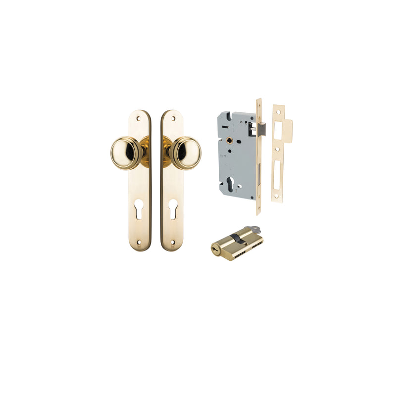 Paddington Knob Oval Polished Brass Entrance Kit - Key/Key