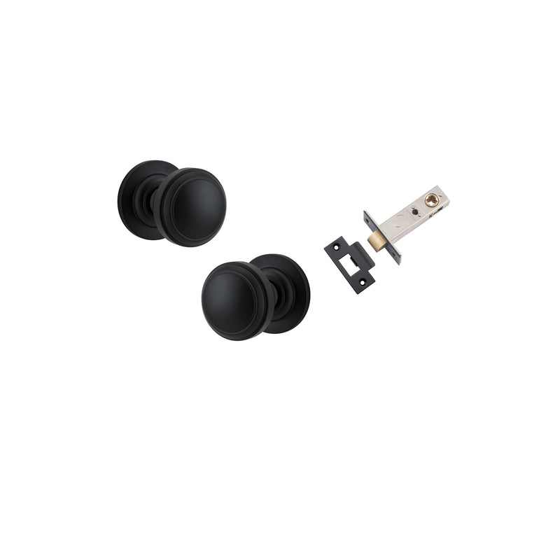 Paddington Knob on Rose Matt Black Passage Kit