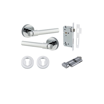 Helsinki Lever on Rose Polished Chrome Entrance Kit - Key/Thumb Turn