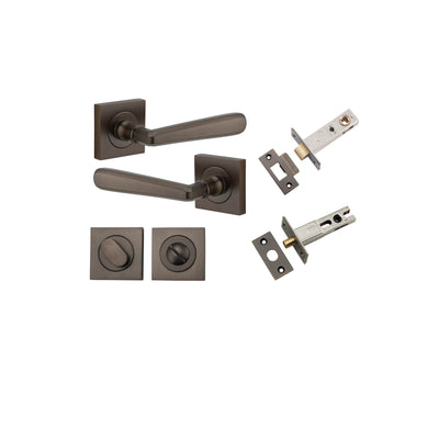 Copenhagen Lever on Square Rose Signature Brass Privacy Kit