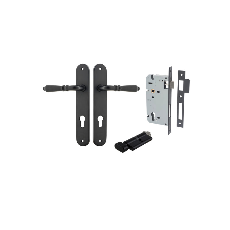 Sarlat Lever Oval Matt Black Entrance Kit - Key/Thumb Turn