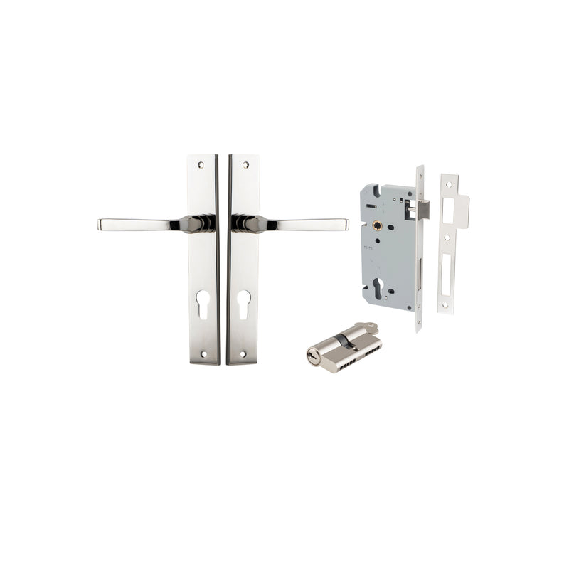 Annecy Lever Rectangular Polished Nickel Entrance Kit - Key/Key