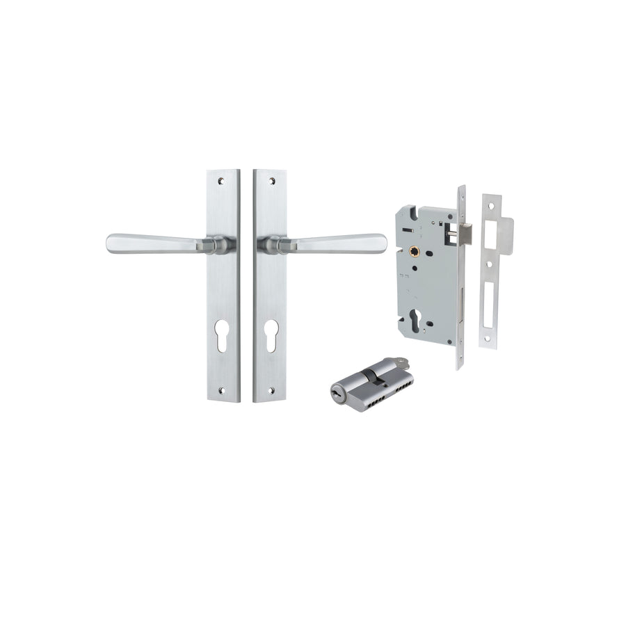 Copenhagen Lever Rectangular Brushed Chrome Entrance Kit - Key/Key