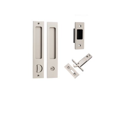 Sliding Door Privacy Kit Rectangular Satin Nickel