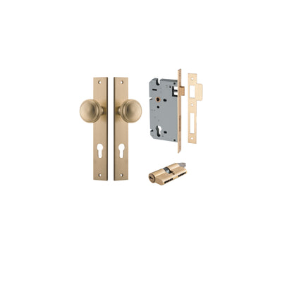 Paddington Knob Rectangular Brushed Brass Entrance Kit - Key/Key