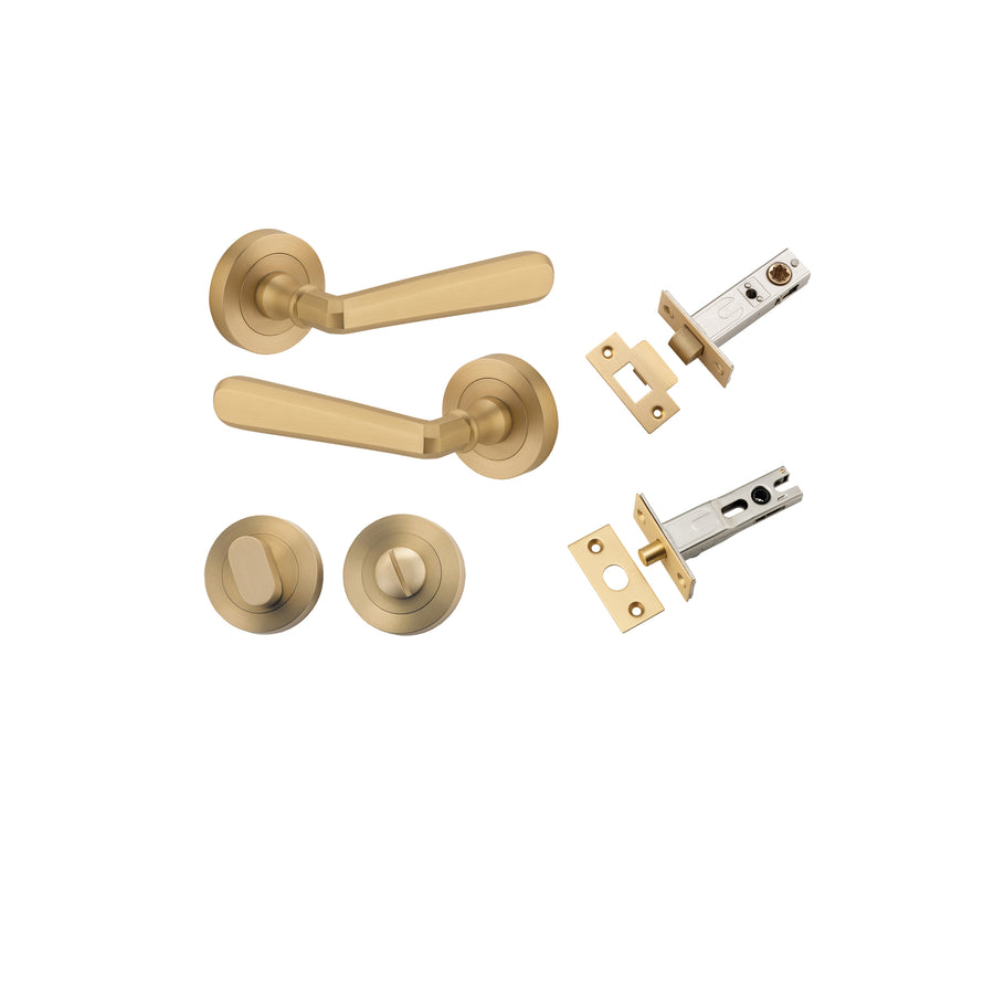 Copenhagen Lever on Rose Brushed Brass Privacy Kit