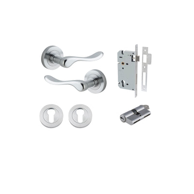 Stirling Lever on Rose Brushed Chrome Entrance Kit - Key/Key