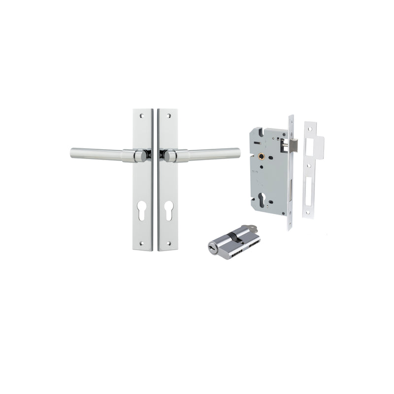 Helsinki Lever Rectangular Polished Chrome Entrance Kit - Key/Key