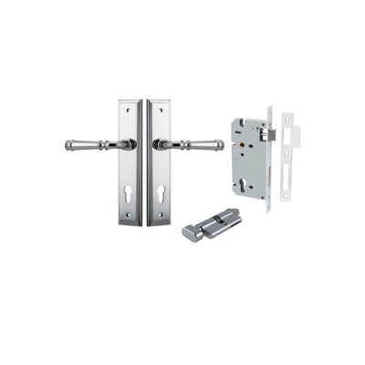 Verona Lever Stepped Polished Chrome Entrance Kit - Key/Thumb Turn