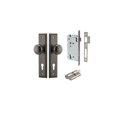 Cambridge Knob Stepped Distressed Nickel Entrance Kit - Key/Key