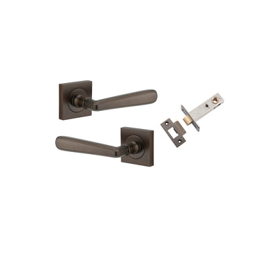 Copenhagen Lever on Square Rose Signature Brass Passage Kit