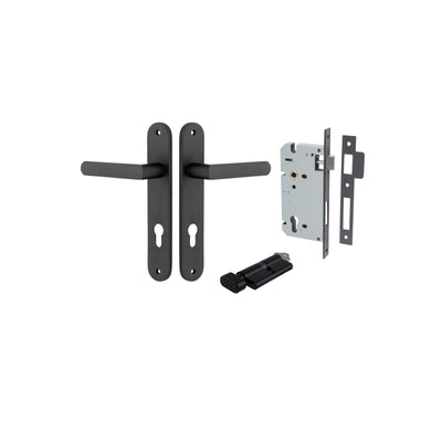 Osaka Lever Oval Matt Black Entrance Kit - Key/Thumb Turn