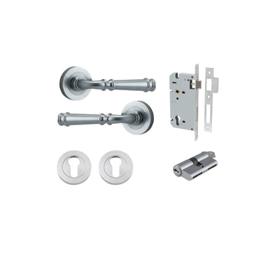 Verona Lever on Rose Brushed Chrome Entrance Kit - Key/Key