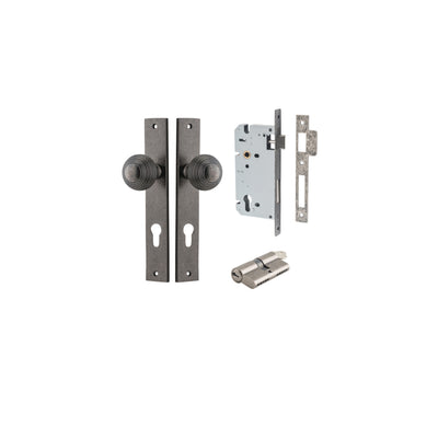 Guildford Knob Rectangular Distressed Nickel Entrance Kit - Key/Key
