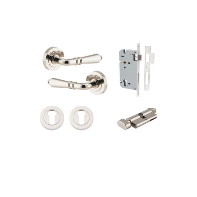 Sarlat Lever on Rose Polished Nickel Entrance Kit - Key/Thumb Turn