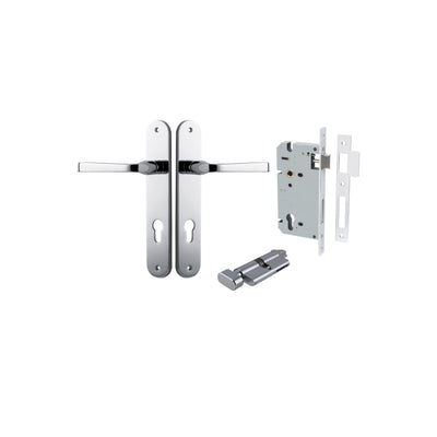 Annecy Lever Oval Polished Chrome Entrance Kit - Key/Thumb Turn