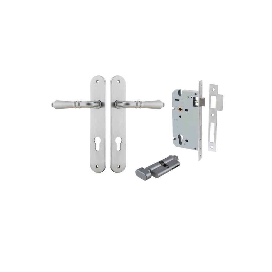 Sarlat Lever Oval Brushed Chrome Entrance Kit - Key/Thumb Turn