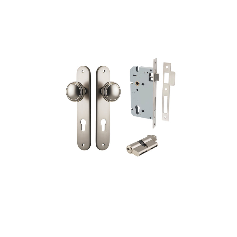 Paddington Knob Oval Satin Nickel Entrance Kit - Key/Key