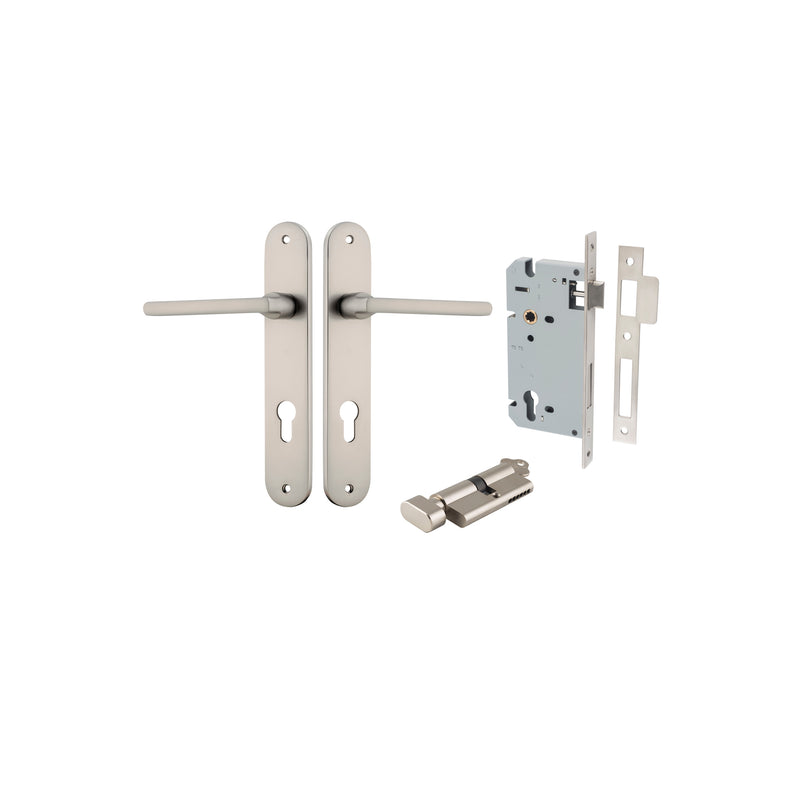 Baltimore Lever Oval Satin Nickel Entrance Kit - Key/Thumb Turn