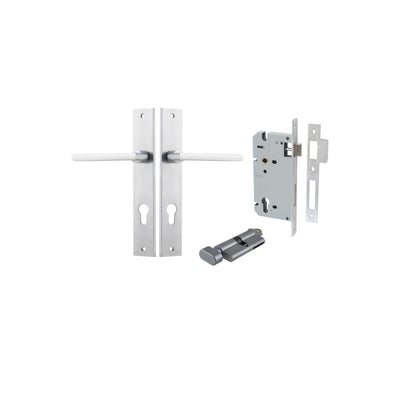 Baltimore Lever Rectangular Brushed Chrome Entrance Kit - Key/Thumb Turn