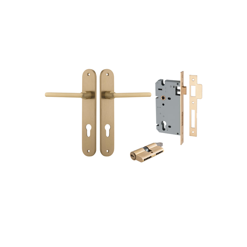 Baltimore Lever Oval Brushed Brass Entrance Kit - Key/Key