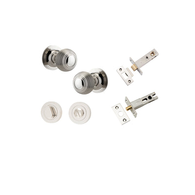 Guildford Knob on Rose Polished Nickel Privacy Kit