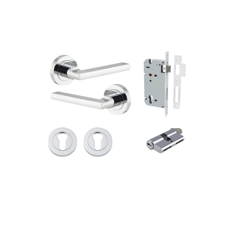 Baltimore Lever on Rose Polished Chrome Entrance Kit - Key/Key