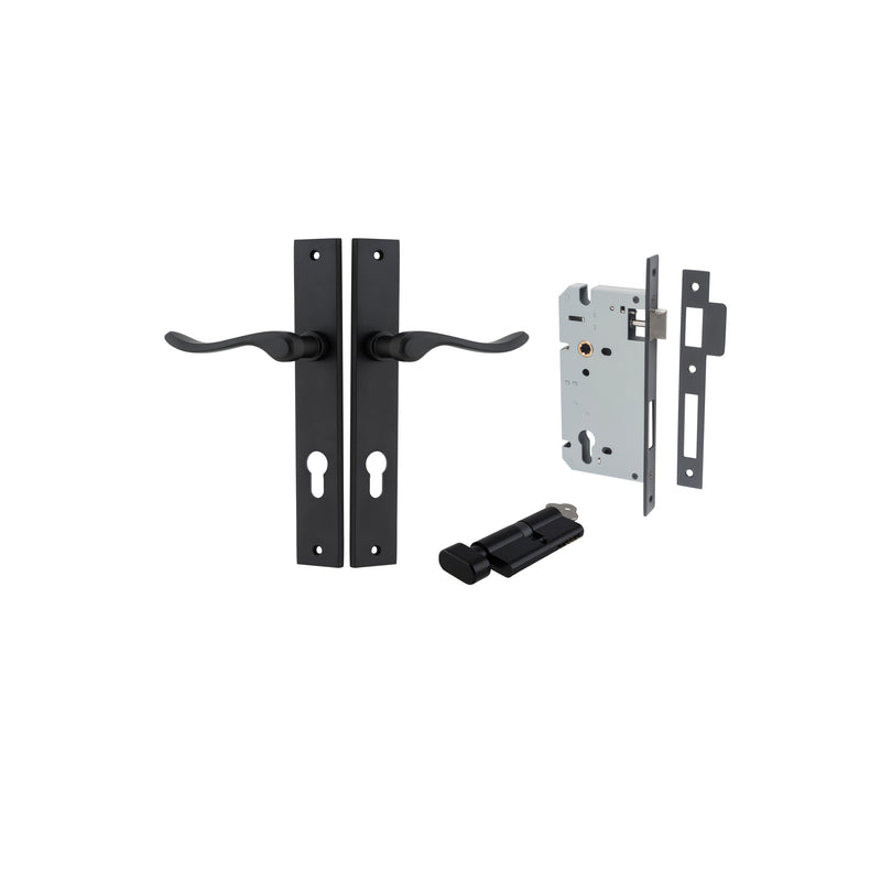 Stirling Lever Rectangular Matt Black Entrance Kit - Key/Thumb Turn