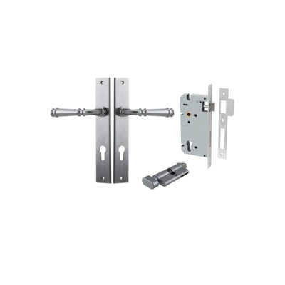 Verona Lever Rectangular Brushed Chrome Entrance Kit - Key/Thumb Turn