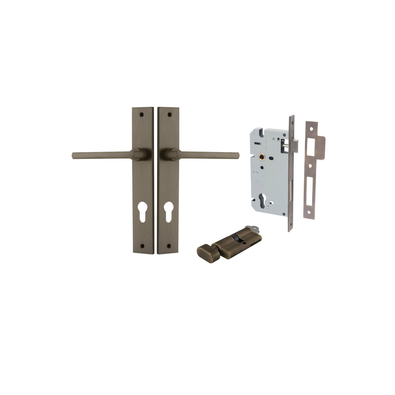 Baltimore Lever Rectangular Signature Brass Entrance Kit - Key/Thumb Turn