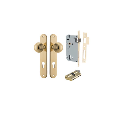 Guildford Knob Oval Polished Brass Entrance Kit - Key/Key